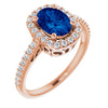 14K Yellow Lab-Grown Blue Sapphire & 1/3 CTW Natural Diamond Ring