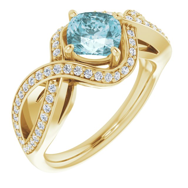 14K White Natural Sky Blue Topaz & 1/3 CTW Natural Diamond Ring