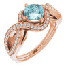 14K White Gold Cushion-Cut Natural Sky Blue Topaz & Diamond Ring