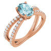 14K Yellow Natural Sky Blue Topaz & 1/3 CTW Natural Diamond Ring