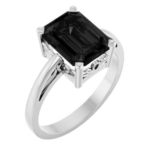 14K Gold Natural Amethyst Scroll Setting Ring - Options Available