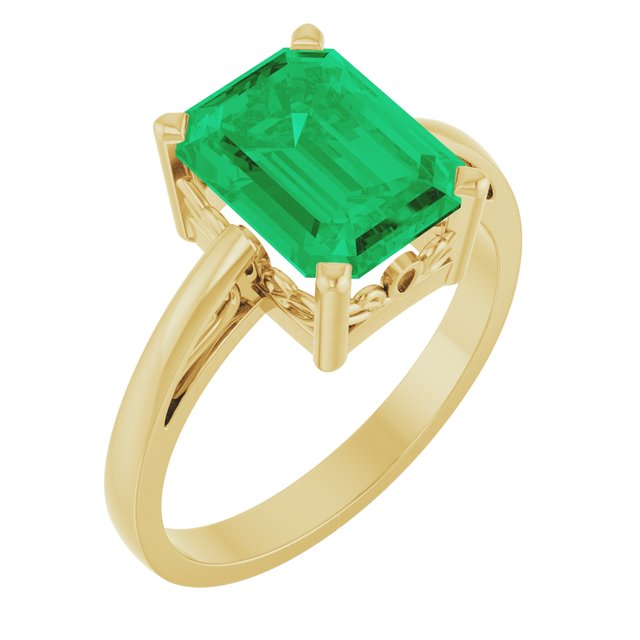14K Gold Natural Amethyst Scroll Setting Ring - Options Available