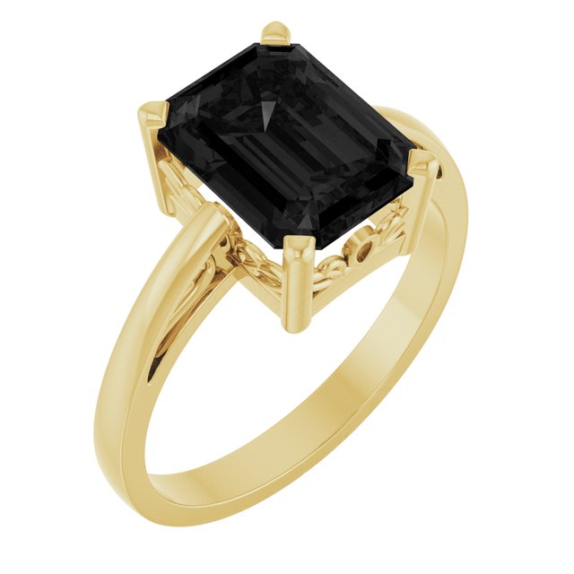 14K Gold Natural Amethyst Scroll Setting Ring - Options Available