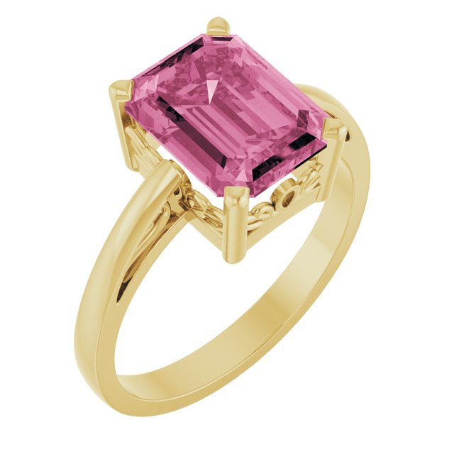 14K Gold Natural Amethyst Scroll Setting Ring - Options Available