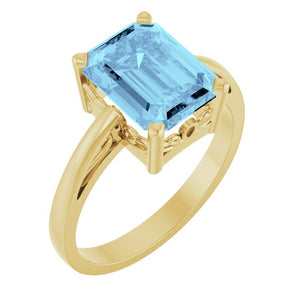 14K Gold Natural Amethyst Scroll Setting Ring - Options Available