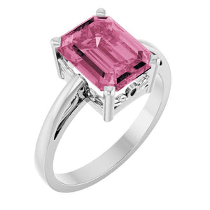 14K Gold Natural Amethyst Scroll Setting Ring - Options Available