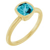 14K White Gold Cushion-Cut Natural London Blue Topaz Ring