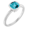 14K White Gold Cushion-Cut Natural London Blue Topaz Ring