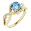 14K White Natural Aquamarine & 1/5 CTW Natural Diamond Ring