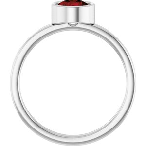 14K White 6 mm Natural Mozambique Garnet Ring