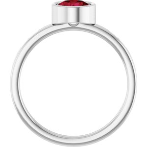 14K White 6 mm Natural Mozambique Garnet Ring