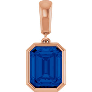 Lab-Grown Blue Sapphire Pendant Crafted in 14K Gold, Silver & Platinum
