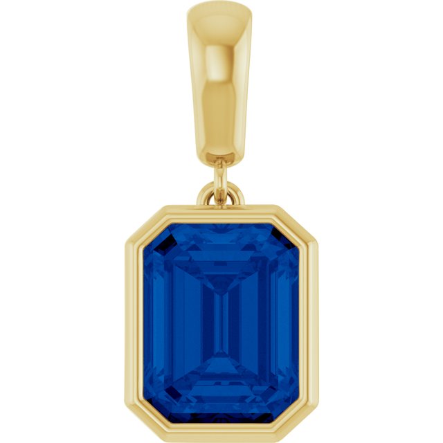 Lab-Grown Blue Sapphire Pendant Crafted in 14K Gold, Silver & Platinum