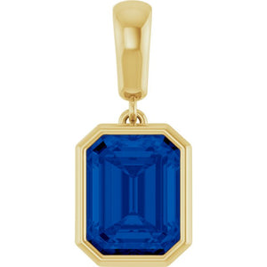 Lab-Grown Blue Sapphire Pendant Crafted in 14K Gold, Silver & Platinum