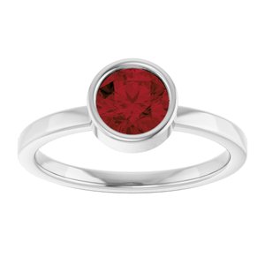 14K White 6 mm Natural Mozambique Garnet Ring