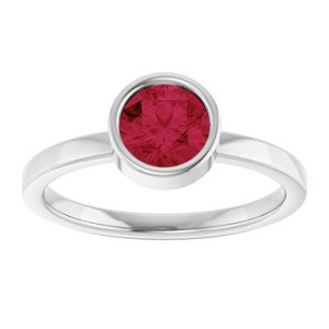 14K White 6 mm Natural Mozambique Garnet Ring