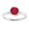 14K White 6 mm Natural Mozambique Garnet Ring