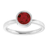 14K White 6 mm Natural Mozambique Garnet Ring