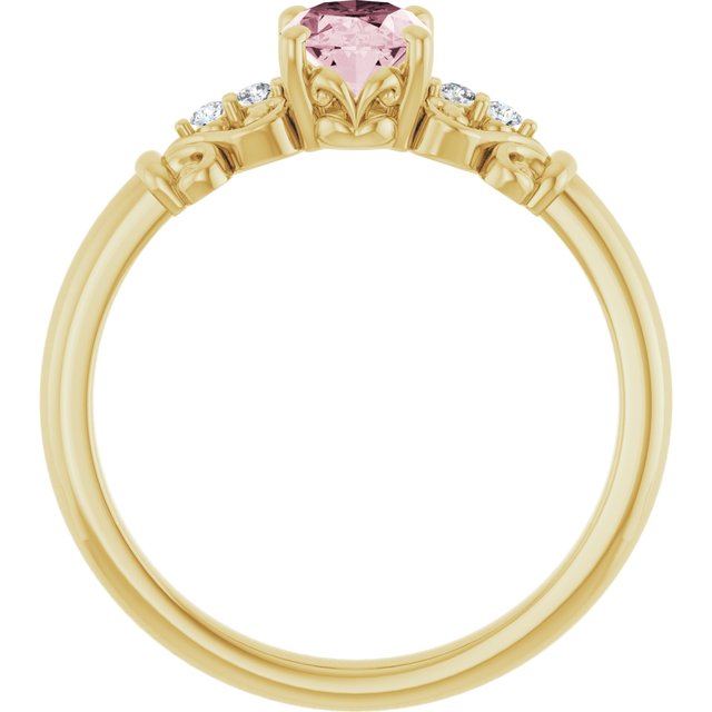 Elegant 14K Rose Gold Pink Morganite and Diamond Accent Ring