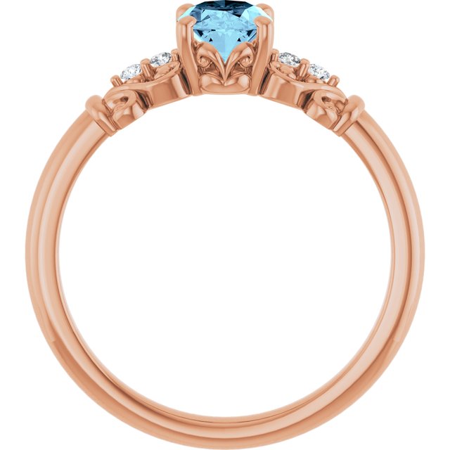 Elegant 14K Rose Gold Pink Morganite and Diamond Accent Ring