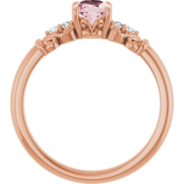 Elegant 14K Rose Gold Pink Morganite and Diamond Accent Ring