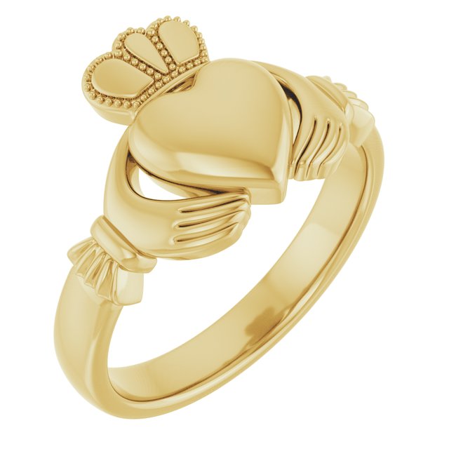 14K Gold, 18K Gold, Sterling Silver & Platinum Claddagh Standard-Fit Band - Options Available