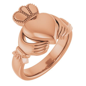 14K Gold, 18K Gold, Sterling Silver & Platinum Claddagh Standard-Fit Band - Options Available