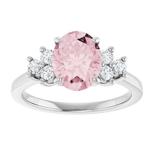 14K Gold Pink Morganite and Diamond Ring - Options Available