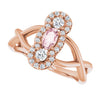 14K White Natural Pink Morganite & 1/4 CTW Natural Diamond Ring