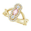 14K White Natural Pink Morganite & 1/4 CTW Natural Diamond Ring