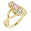 14K White Natural Pink Morganite & 1/4 CTW Natural Diamond Ring