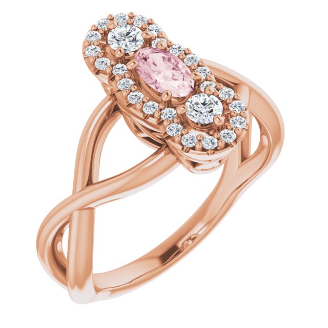 14K White Natural Pink Morganite & 1/4 CTW Natural Diamond Ring