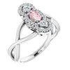 14K White Natural Pink Morganite & 1/4 CTW Natural Diamond Ring