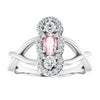 14K White Natural Pink Morganite & 1/4 CTW Natural Diamond Ring