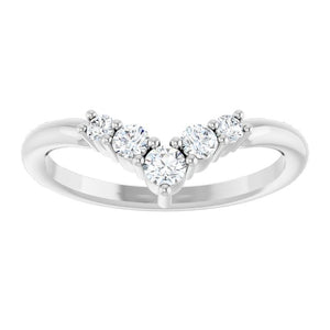 14K Gold Natural Diamond Graduated V Ring