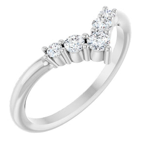 14K Gold Natural Diamond Graduated V Ring