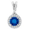 14K White Gold Natural Blue Sapphire & 1/10 CTW Diamond Pendant