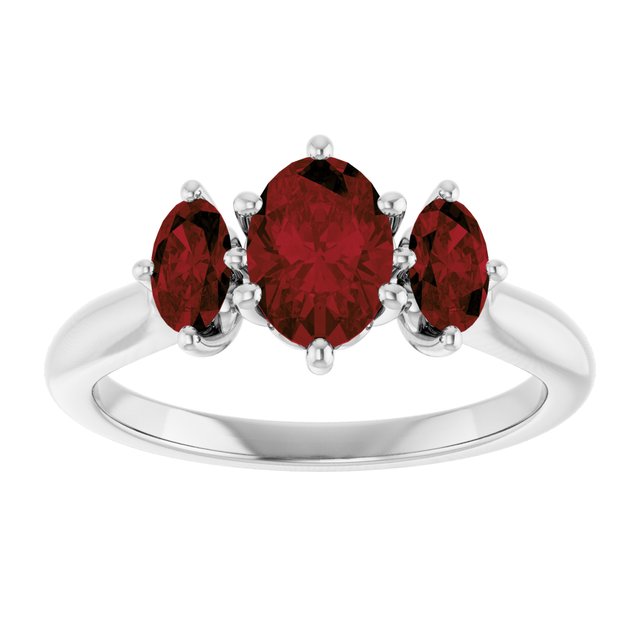 Natural Mozambique Garnet Ring | 14K Gold & Platinum | 7 X 5 Mm | Oval | Polished