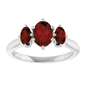 Natural Mozambique Garnet Ring | 14K Gold & Platinum | 7 X 5 Mm | Oval | Polished