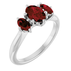 Natural Mozambique Garnet Ring | 14K Gold & Platinum | 7 X 5 Mm | Oval | Polished