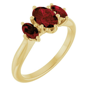 Natural Mozambique Garnet Ring | 14K Gold & Platinum | 7 X 5 Mm | Oval | Polished