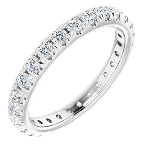 14K Gold & Platinum French Set Natural Diamond Eternity Band - Options Available