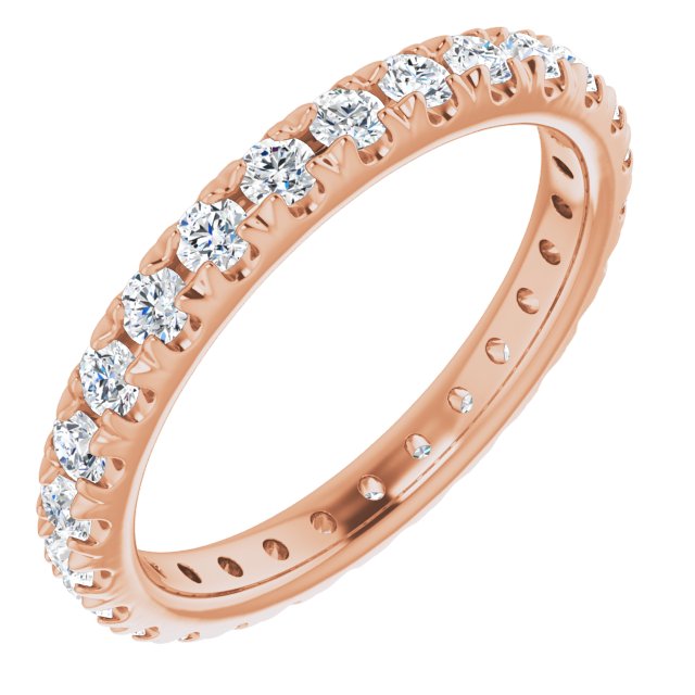 14K Gold & Platinum French Set Natural Diamond Eternity Band - Options Available
