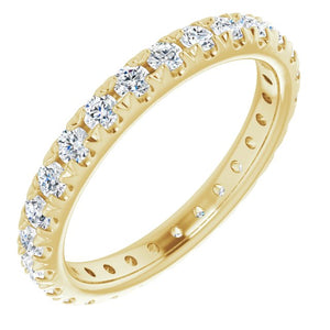 14K Gold & Platinum French Set Natural Diamond Eternity Band - Options Available