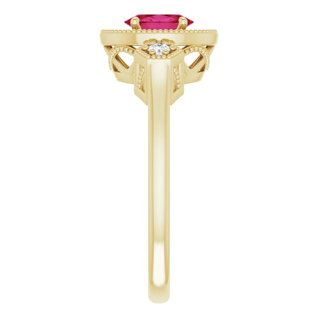 14K White Lab-Grown Ruby & 1/6 CTW Natural Diamond Ring