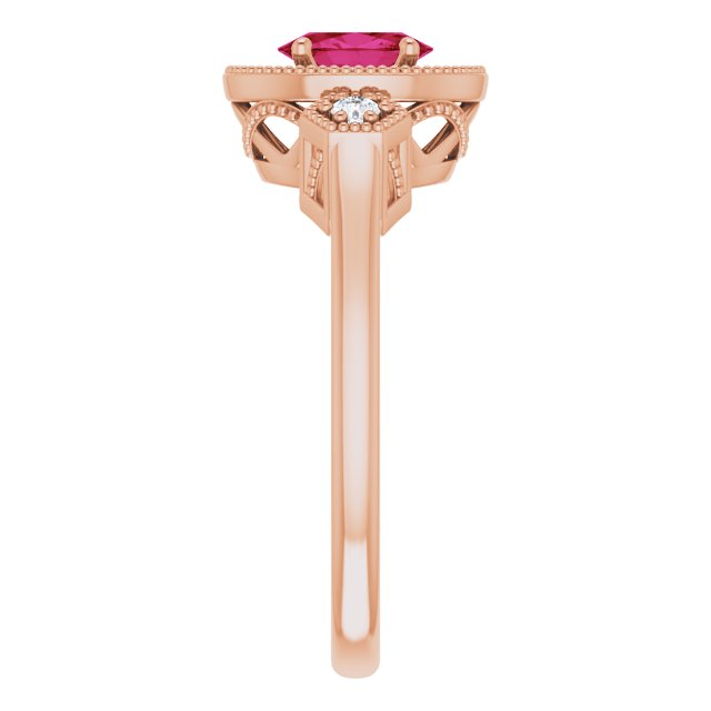 14K White Lab-Grown Ruby & 1/6 CTW Natural Diamond Ring