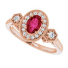 14K White Lab-Grown Ruby & 1/6 CTW Natural Diamond Ring