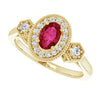 14K White Gold Oval Lab-Grown Ruby & 1/6 CTW Diamond Ring