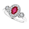 14K White Lab-Grown Ruby & 1/6 CTW Natural Diamond Ring