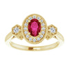 14K White Gold Oval Lab-Grown Ruby & 1/6 CTW Diamond Ring